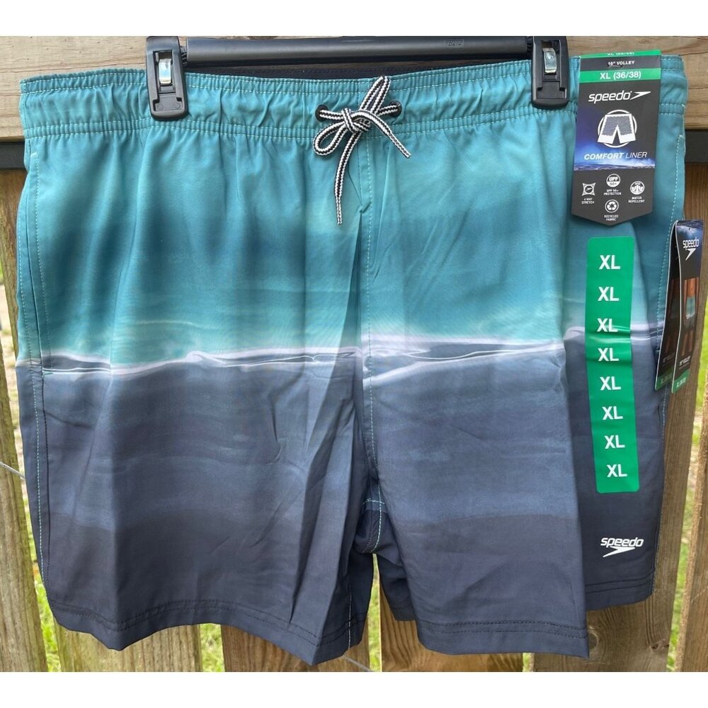 Speedo Mens 16" Volley Swim Shorts With Comfort Liner UPF 50+ XL (36/38) Recycle
